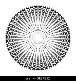 Circular pattern Vector. Radial symmetry set. Black abstract graphic. Geometric round shape. Manual vector only. No autotrace used. Stock Vector