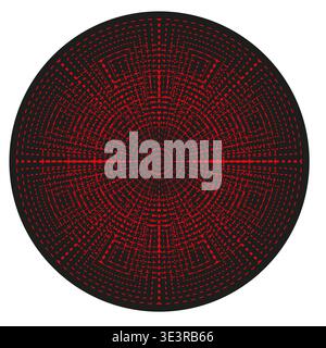 Red circle pattern. Ornate mandala design. Vector geometric art. Round symmetrical shape. Manual vector only. No autotrace used. Stock Vector