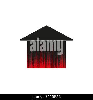 House icon Vector. Red grunge texture. Home building symbol. Abstract cottage shape. Manual vector only. No autotrace used. Stock Vector