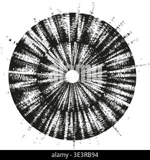 Radial grunge Vector. Circular texture detail. Abstract round pattern. Ink splash circle. Manual vector only. No autotrace used. Stock Vector