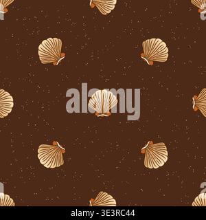 Vintage Coastal Shell Seamless Pattern Subtle Texture Ethnic Tribal Beach Background Stock Vector