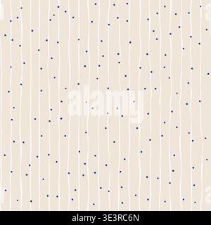 Minimal Stripe Seamless Pattern With Dots Handdrawn Lines Rustic Vector Doodle Linear Decorative Background Stock Vector