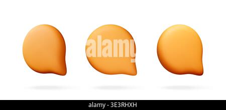 Three yellow 3d speech bubbles isolated Stock Vector