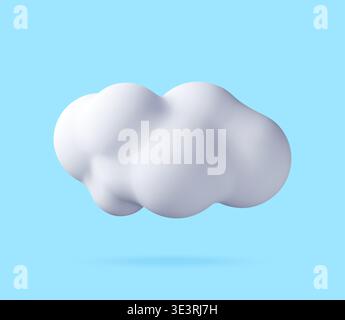 White 3D cloud floating on light blue background Stock Vector