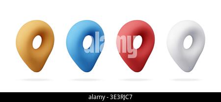 Set of four colorful 3d map pointer icons Stock Vector