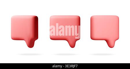 Red 3d speech bubble icons for communication. Stock Vector