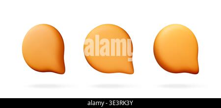 Three yellow 3d speech bubbles isolated Stock Vector