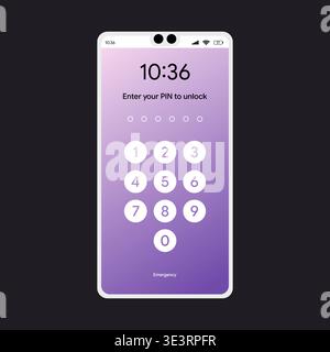 Enter your pin to unlock. Telephone privacy security concept - private password locked screen. Stock Vector