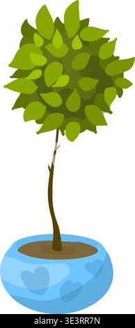 A cute indoor flower in a pot, drawn in a cartoon style Stock Vector