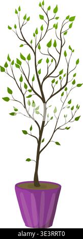 A cute indoor flower in a pot, drawn in a cartoon style Stock Vector
