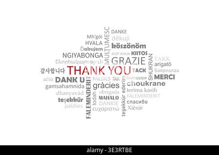 Vector - Danke (Thank You in German) Thank you red color and gray word languages for thank you in the world. Word isolate background, all languages, m Stock Vector
