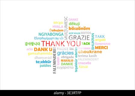 Vector - Danke (Thank You in German) Thank you color full word languages for thank you in the world. Word isolate background, all languages, multiling Stock Vector