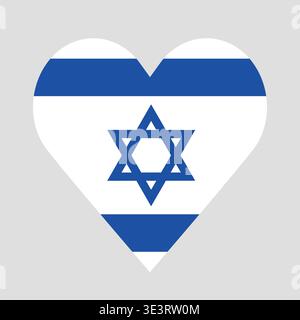 Yom Ha atzmaut Israel Independence Day vector illustration. Flag of Israel in heart shape icon vector isolated on a white background. Important day. Heart with Israel Flag Stock Vector