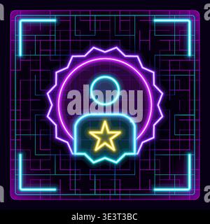 Star favorite user icon. Cyber neon futuristic icon. Stock Vector