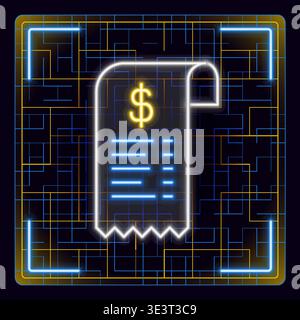 Receipt vector icon. Cyber neon futuristic icon. Stock Vector