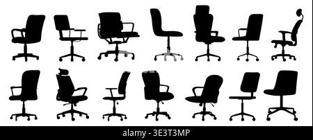 Black silhouettes office chairs in various styles Stock Vector