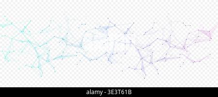 Modern digital technology background design with molecular plexus lines and dots. Futuristic network connection. Abstract mesh, big data technology Stock Vector