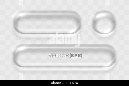 Glassmorphism UI Elements Transparent Buttons and Sphere. Modern frosted glass design components for web and app. Vector illustration. Stock Vector
