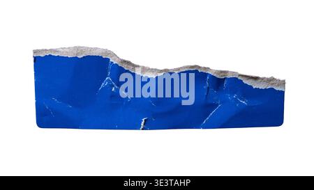 Grunge Torn Dark Blue Cardstock Strip with Ripped Grey Edges Stock Photo