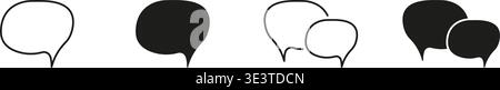 Speech Bubble Line And Solid Icon Set. Communication, Dialogue, And Conversation Outline And Silhouette Symbol Collection. Messaging And Interaction Stock Vector