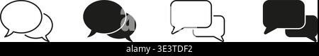 Speech Bubbles Communication Line And Solid Icon Set. Messaging, Chat, And Conversation Outline And Silhouette Symbol Collection. Social Interaction Stock Vector