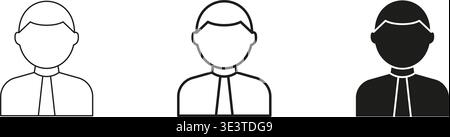 Business Professional Avatar Line And Solid Icon Set. Corporate Identity, Employee Representation, And Profile Picture Outline And Silhouette Symbol Stock Vector