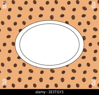 Oval frame coffee beans. Design illustration in minimalistic style for and packaging. hand drawn illustration. Vector graphic line ink art. Illustrati Stock Vector