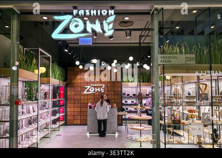 Klaipeda, Lithuania- 14 March, 2026: Jewelry shop Fashion Zone interior in Akropolis Klaipeda mall with displays of accessories and shoppers browsing Stock Photo