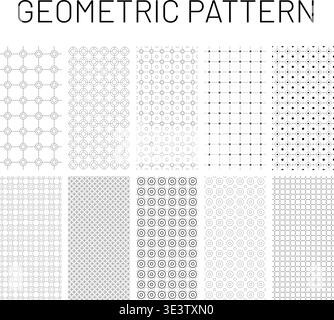 Geometric Circle Pattern SVG Bundle Minimal Grid Background Pack Stock Vector