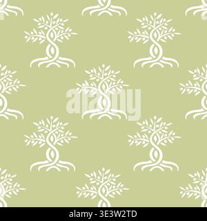Stylized olive trees seamless pattern. Stylish packaging design for olive oil. Vector illustration background. Stock Vector