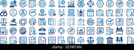 Business Finance Legal Line Icons Set Vector, Banking Tax Law Corporate Outline Symbols Collection Stock Vector