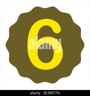 Colorful Number Six Vector Illustration. Designed for education, counting concepts, math learning, infographics, branding and digital media projects. Stock Vector