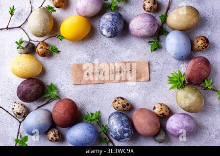 Easter eggs paint with natural dye Stock Photo