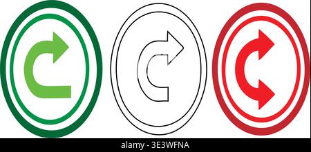 Three circular icons with arrows indicating different directions of rotation. Stock Vector