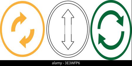 Three circular icons with arrows indicating different directions and actions. Stock Vector