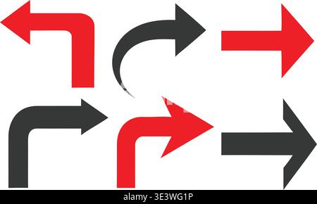 A group of red and black arrows pointing in different directions Stock Vector
