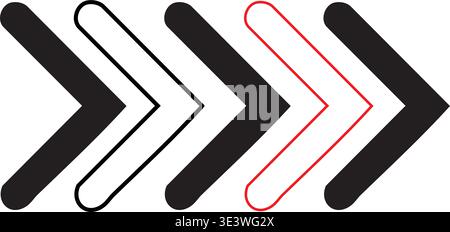 A group of black and white arrows pointing right Stock Vector