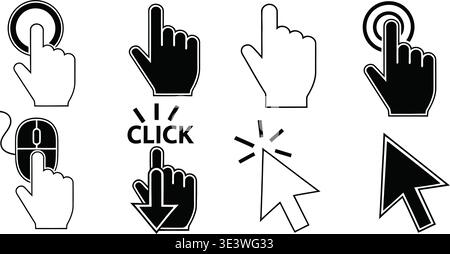 A collection of various computer mouse click icons Stock Vector