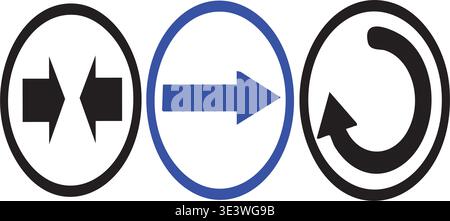 A set of three directional traffic signs Stock Vector