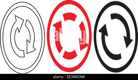 Three circular icons with curved arrows in different colors Stock Vector