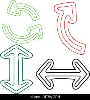 A set of colorful arrows pointing in different directions Stock Vector