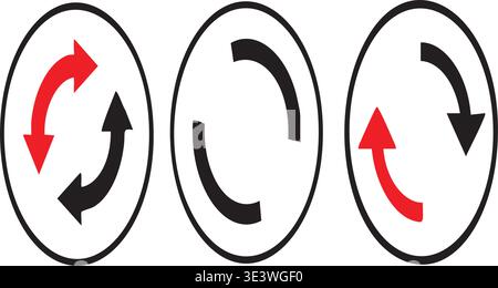 Three circular traffic signs with arrows Stock Vector