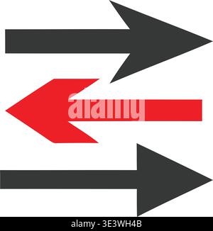 Three arrows pointing in different directions on a white background Stock Vector