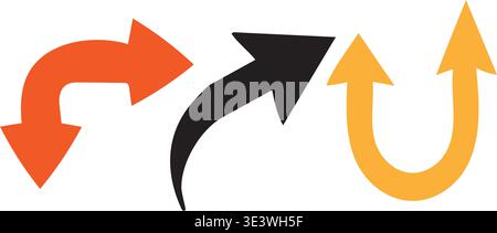 Three arrows pointing in different directions on a white background Stock Vector