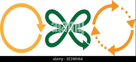 Recycling and reuse symbol with arrows in orange and green Stock Vector