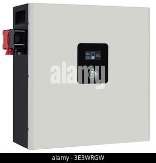 Modern battery for storing energy from solar panels in flats and houses, shown on a white background in isolation Stock Photo