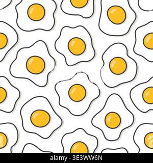 seamless pattern with fried eggs- vector illustration Stock Vector