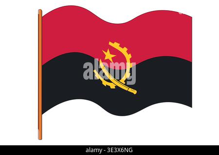 Flag of Angola. Angolan national symbol in official colors. Template icon. Abstract vector background Stock Vector