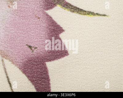 Close-up silk fabric with floral pattern and crepe de chine fabric with thread pattern Stock Photo