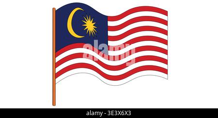 Flag of Malaysia. Malaysian national symbol in official colors. Template icon. Vector background Stock Vector